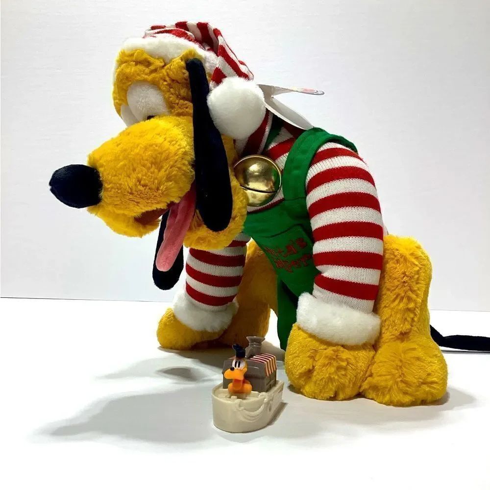 Disney Pluto Santa’s Helper NWT Plush With Pluto Plastic Toy - Picture 3 of 3
